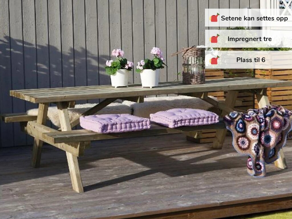 Piknikbord med benk | 237 x 160cm - Bilde 3