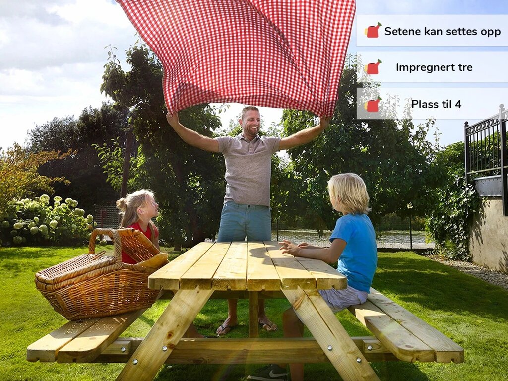 Piknikbord med benk |177 x 155cm - Bilde 2