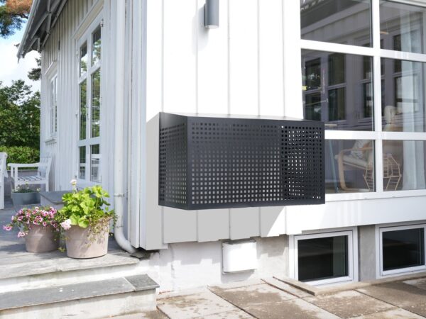 Varmepumpedeksel aluminium sort