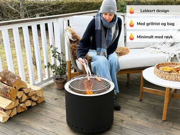 Large_Bålpanne info Smokeless bålpanne m/trekk sort