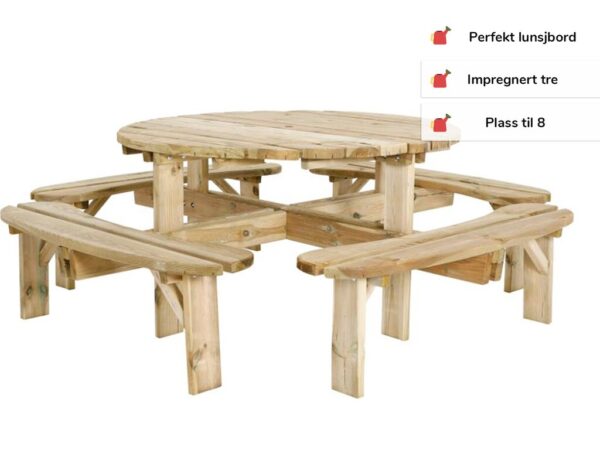Large_Benk info Piknikbord med benk | rund