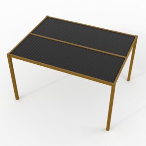 Large_Eikelakkert pergola fra topp med lukkede lameller Pergola | Sørøya | 3x3m | Eikelakkert