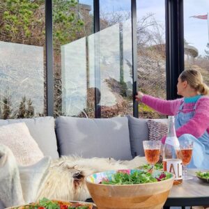 Large_Glassdører åpnes Pergola skyvedør | Sørøya | 270x218 | sort