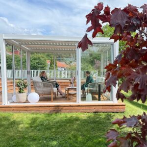 Large_Hvit pergola med dører4_3 Pergola | Sørøya | 3x4m hvit