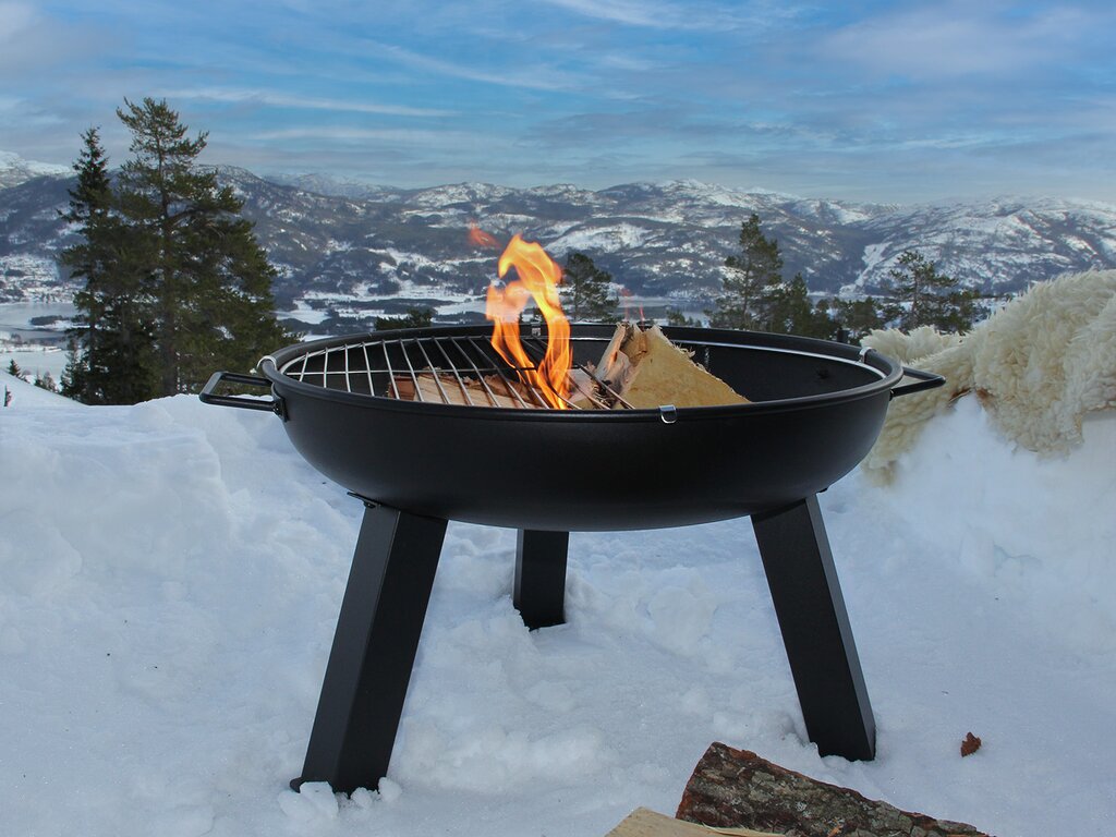Bålpanne Stål D56cm m/ grillrist og gnistfanger - Bilde 1
