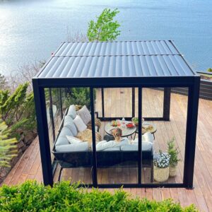 Large_Pergola ved sjøen Pergola skyvedør | Sørøya | 270x218 | sort