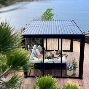 Large_Pergola ved sjøen lameller Pergola | Sørøya | 3x3m | sort