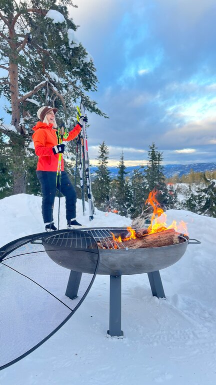 Large_Stål bålpanne med rist Bålpanne støpejern 75cm