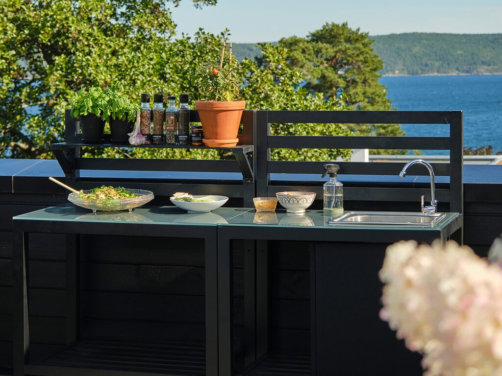 Holly utekjøkken m/benkeplate og rygg | sort - Bilde 2