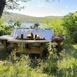 Large_Uten mennekser benk 4_3 Piknikbord med benk | rund