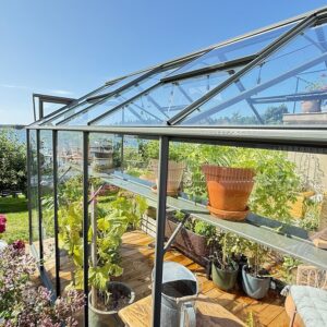 Large_farge grønn drivhus 4_3 Drivhus Royal Well Solstuen 7,5m² Olivengrå