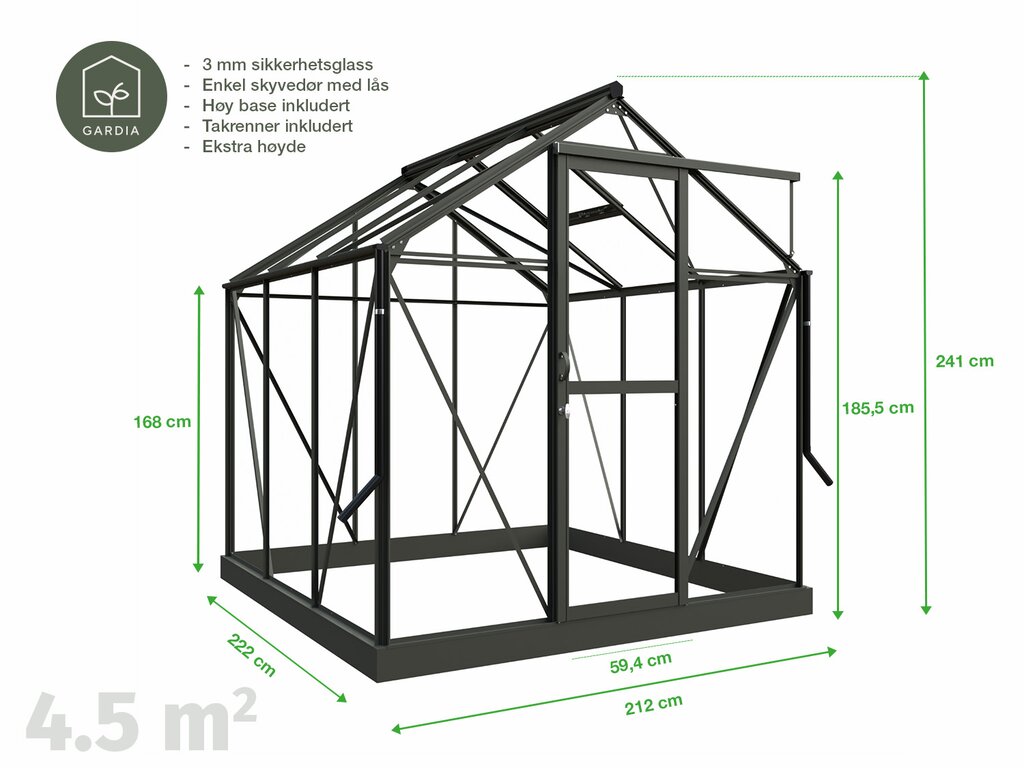 Drivhus Royal well Solstuen 4,5m² Hvit - Bilde 7