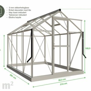 Drivhus Royal Well Solstuen 6,1m² Olivengrå