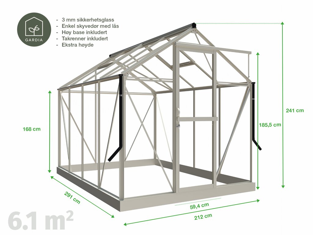 Drivhus Royal Well Solstuen 6,1m² Sort - Bilde 8