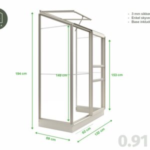 Drivhus Royal Well Spirehuset 0,91m² Hvit