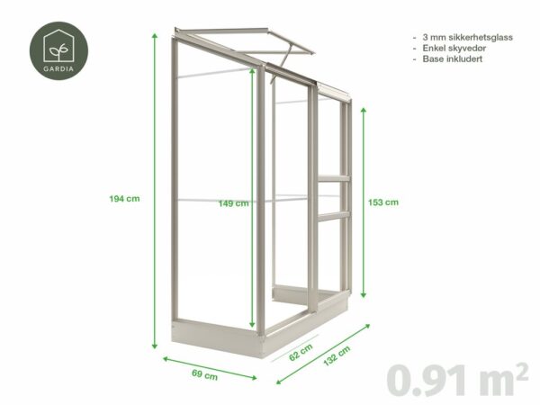 Drivhus Royal Well Spirehuset 0,91m² Hvit