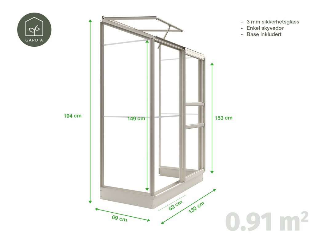 Drivhus Royal Well Spirehuset 0,91m² Hvit - Bilde 4