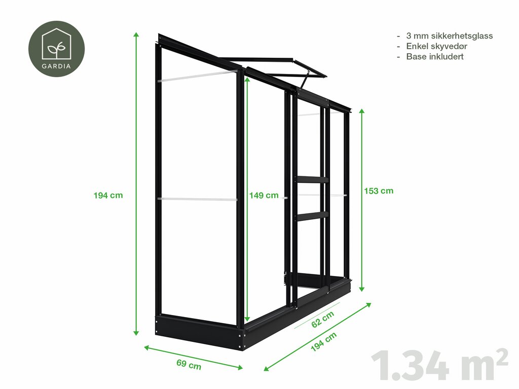 Drivhus Royal well Spirehuset 1,34m² Sort - Bilde 6