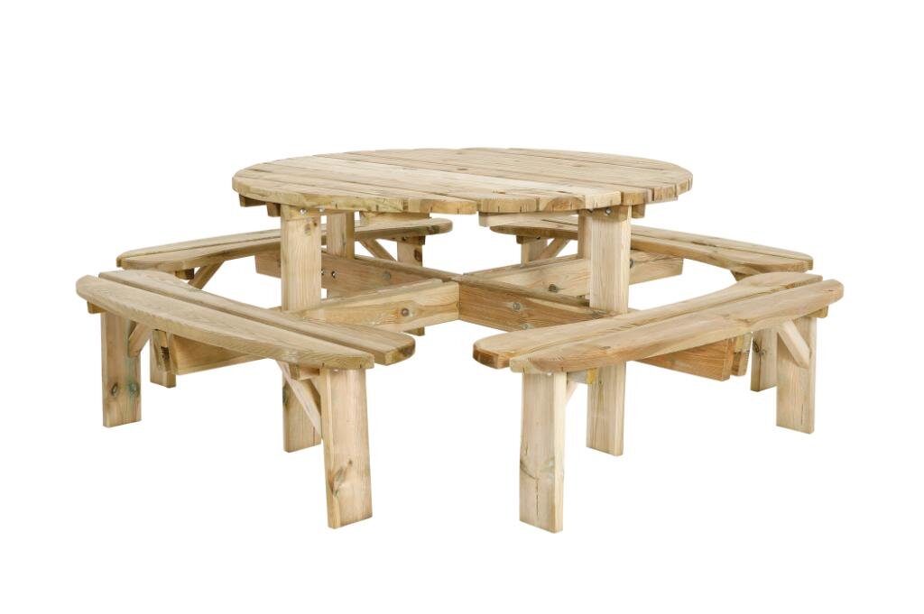 Piknikbord med benk | rund - Bilde 5