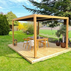 Large_pergola i sol 4_3 Pergola | Sørøya | 3x3m | Eikelakkert
