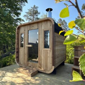 Sauna i vakkert landskap.