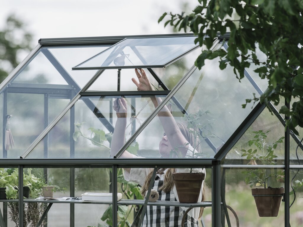 Drivhus Royal Well Solstuen 6,1m² Olivengrå - Bilde 4