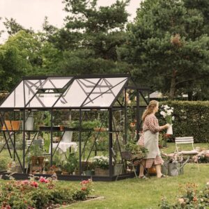 Large_Solstuen drivhus sort fra siden Drivhus Royal Well Solstuen 4,5m² Sort