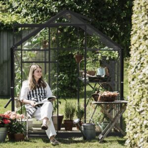 Large_drivhus solstuen sort front Drivhus Royal Well Solstuen 6,1m² Sort