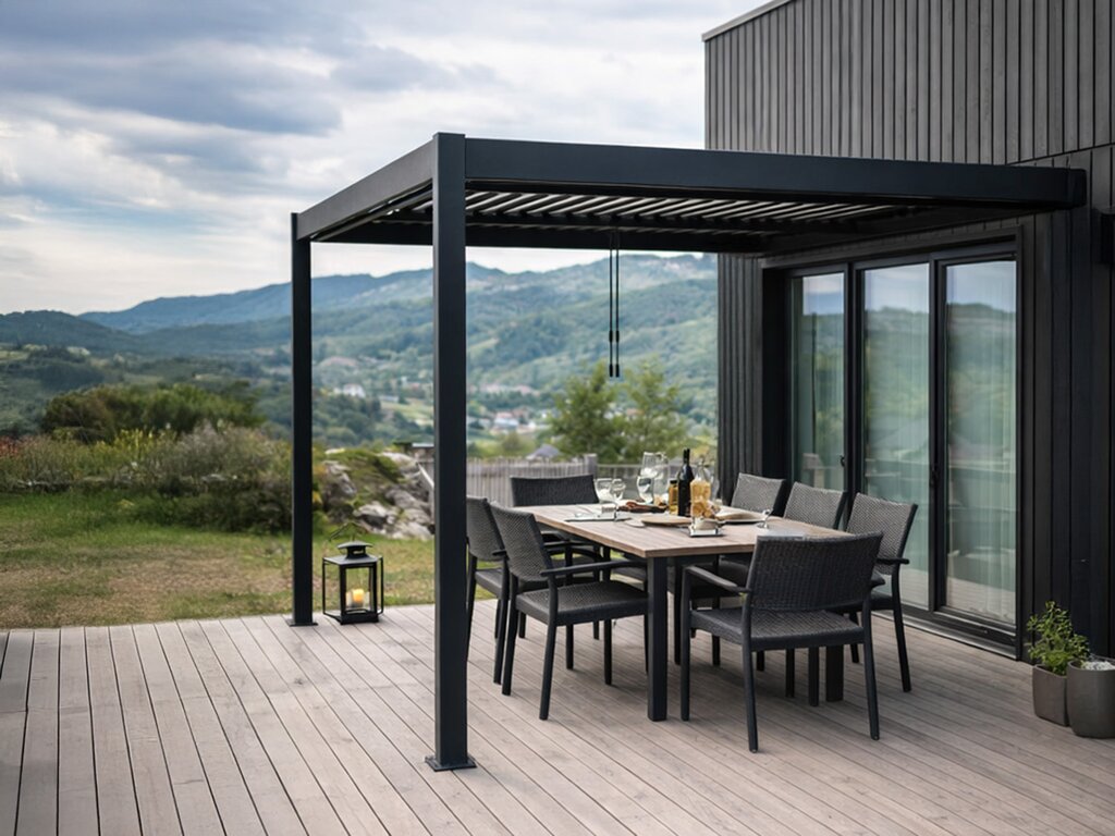 Pergola veggmontert Sørøya 3x4m sort