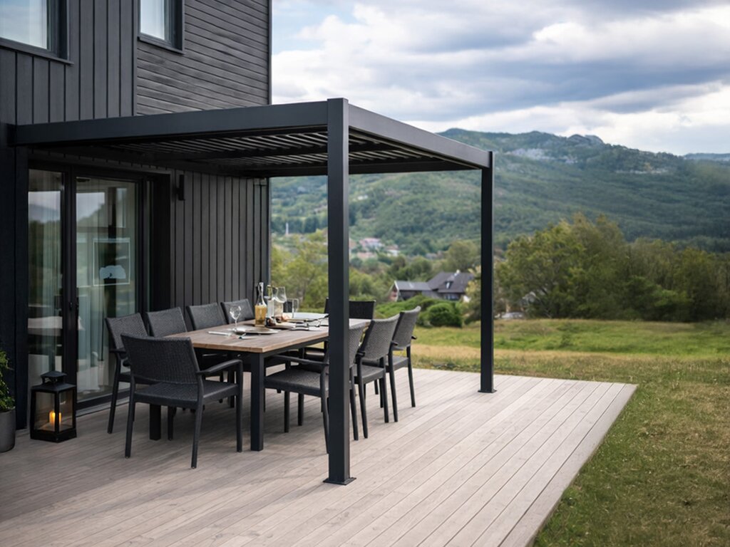 Pergola veggmontert Sørøya 3x3m sort