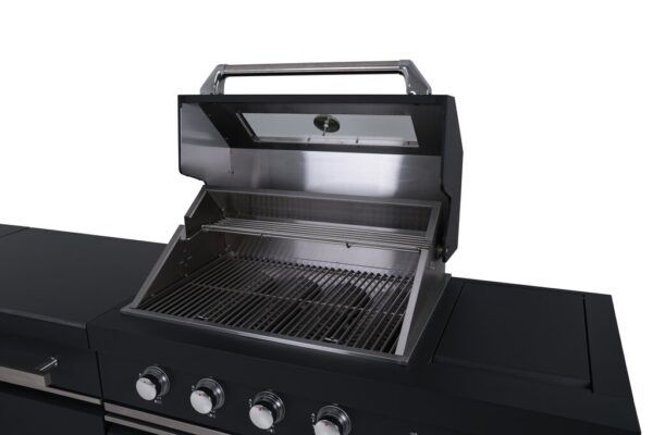 Komplett utekjøkken med grill, kjøleskap og vask sort