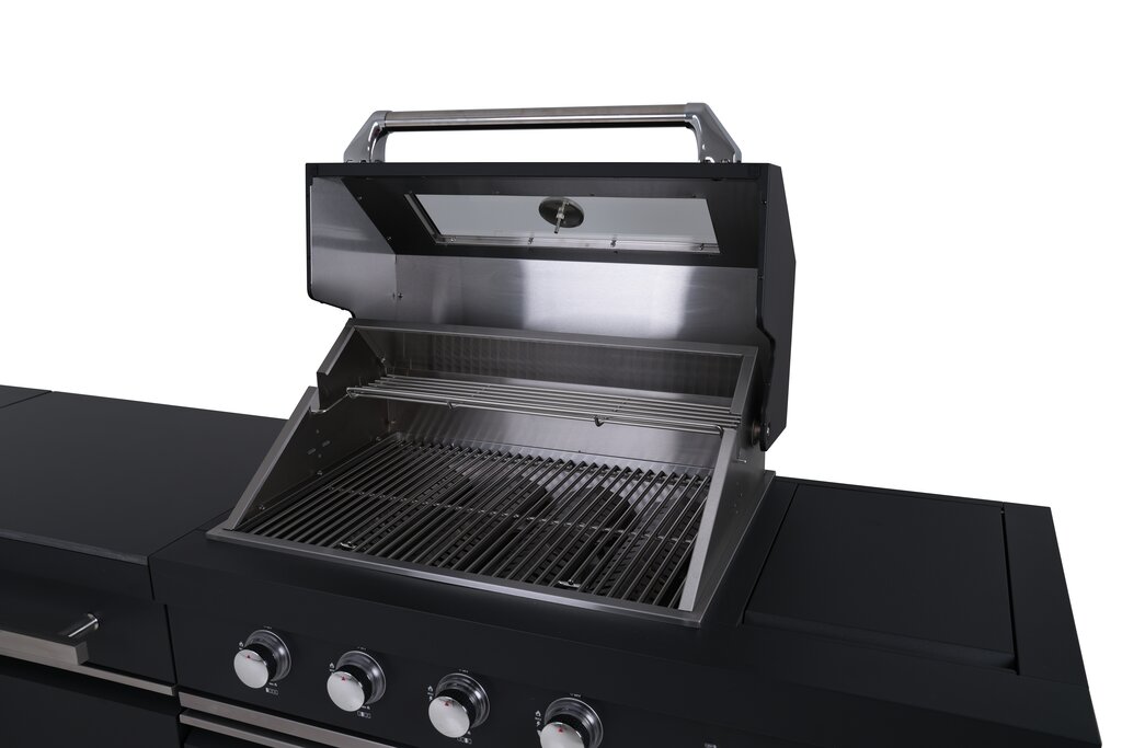 Komplett utekjøkken med grill, kjøleskap og vask sort - Bilde 12