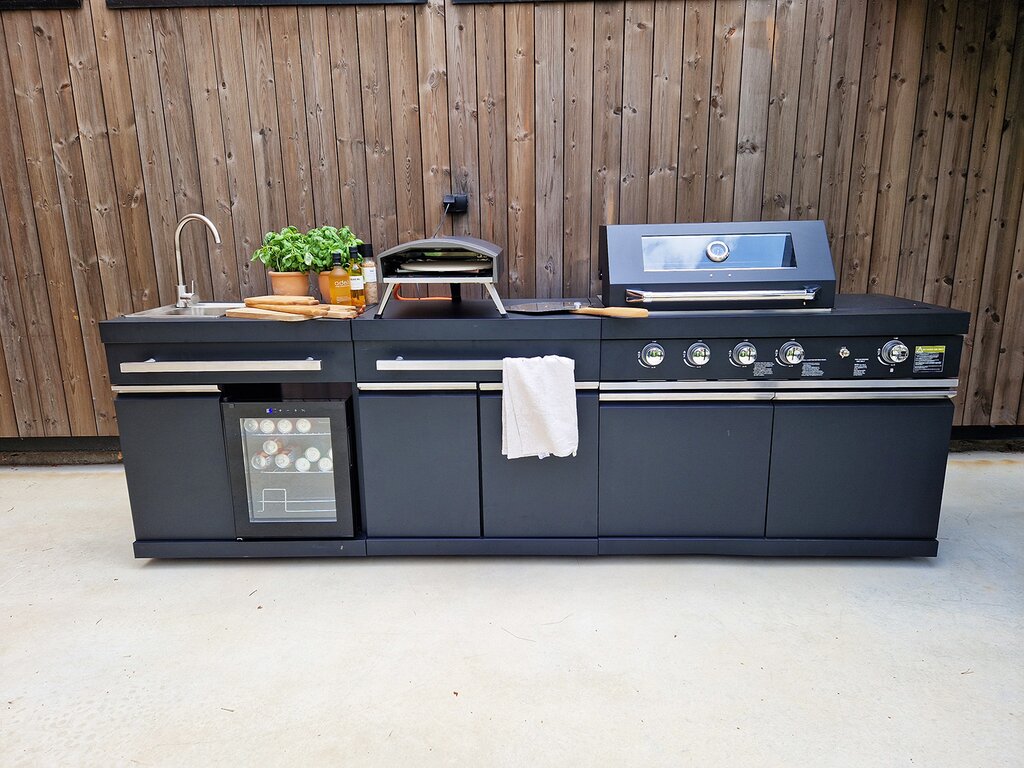 Komplett utekjøkken med grill, kjøleskap og vask sort - Bilde 3