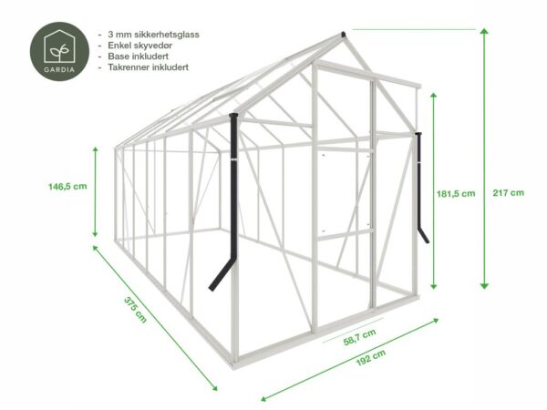 Drivhus Royal well Spire 7,2m² Sort