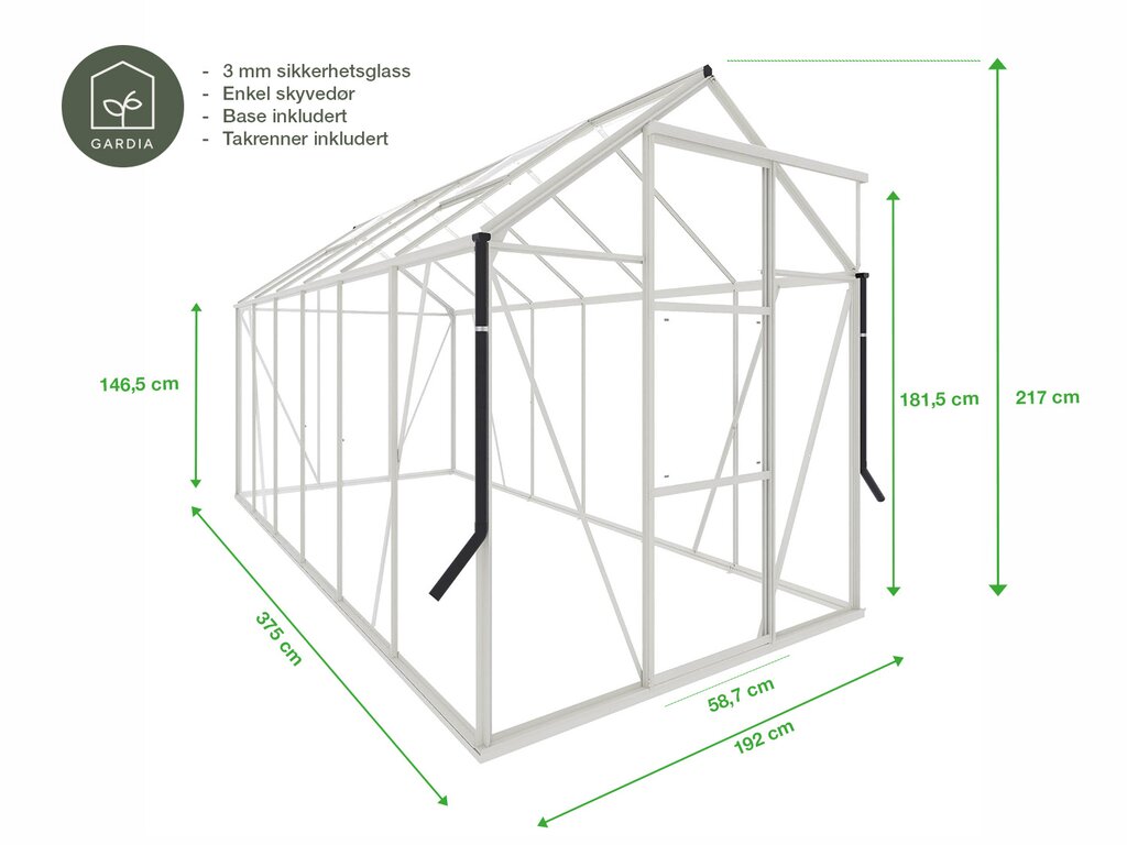 Drivhus Royal well Spire 7,2m² Sort - Bilde 9