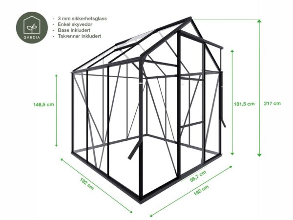 Drivhus Royal Well Spire 3,7m²  Sort