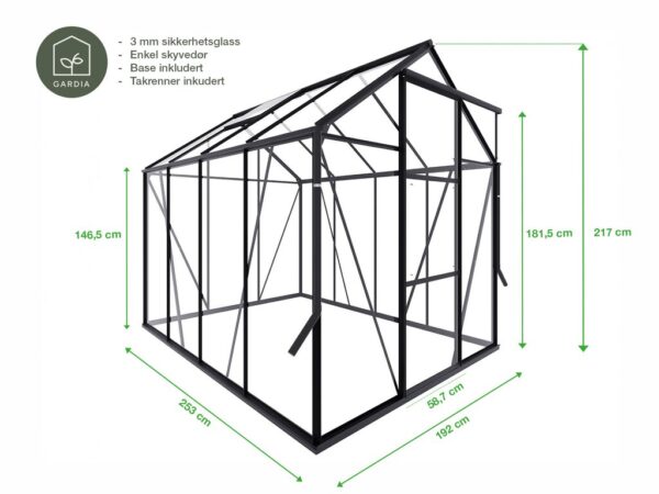 Drivhus Royal Well Spire 4,8m²  Olivengrå