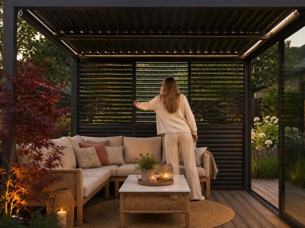 Pergola Lamellvegg 123x218 Sort