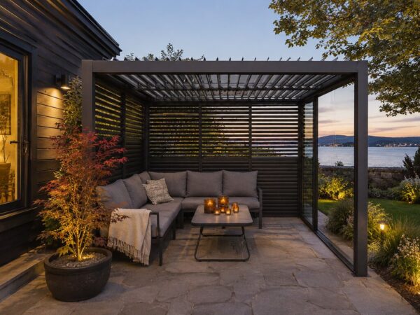 Pergola Lamellvegg 123x218 Sort