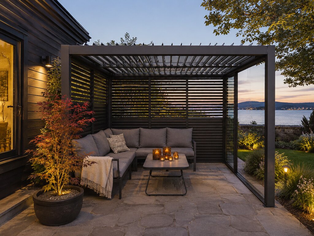 Pergola Lamellvegg 90x218 Sort - Bilde 1
