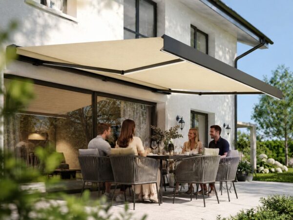 Premium elektrisk markise med LED – 395x300 cm