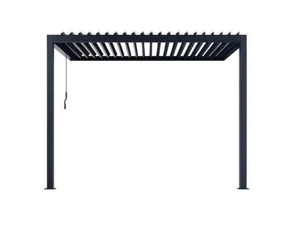 Large_Vegghengt rett stor 4_3 produkt Pergola veggmontert Sørøya 4x3m sort